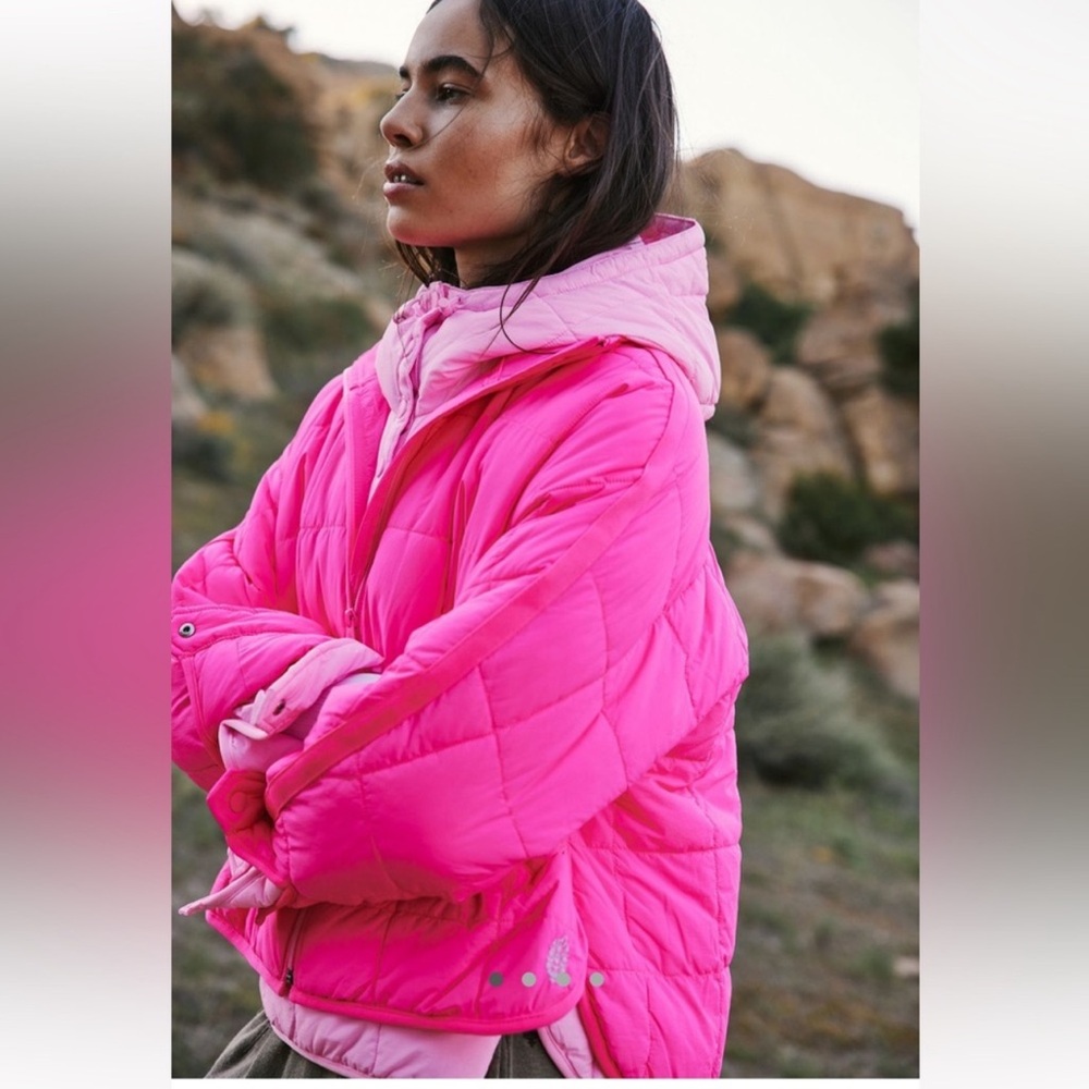 Free People Pippa Packable Puffer Jacket Hot Pink S NWOT